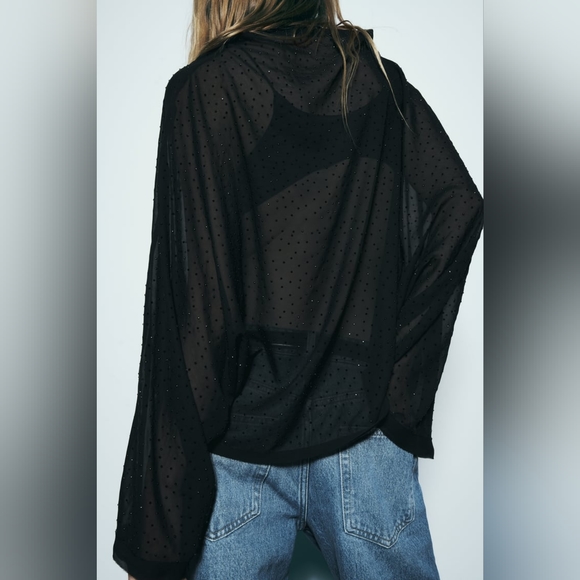 VOLUMINOUS SLEEVE RHINESTONE TOP - Picture 3 of 9